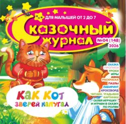 Сказочный журнал №04 2026 - сказка «Как кот зверей напугал» + игры и задания, игрушки - герои сказки